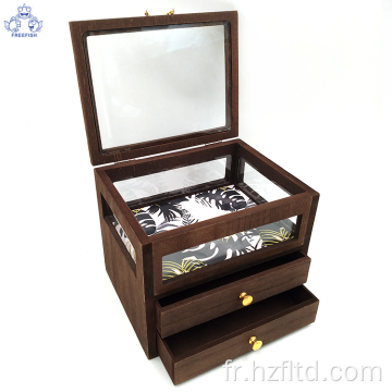 Boîte à bijoux en bois avec 2 tiroirs
